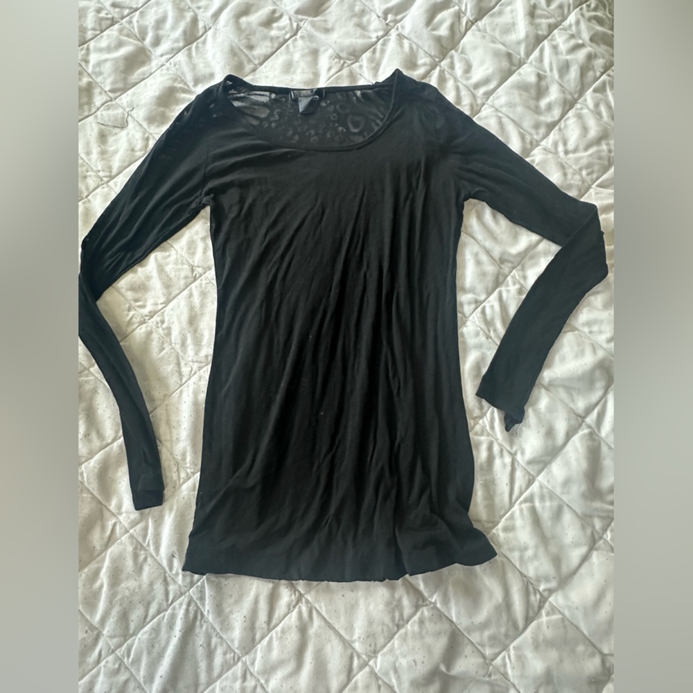 Elegant sheer patterned Black Women's Top